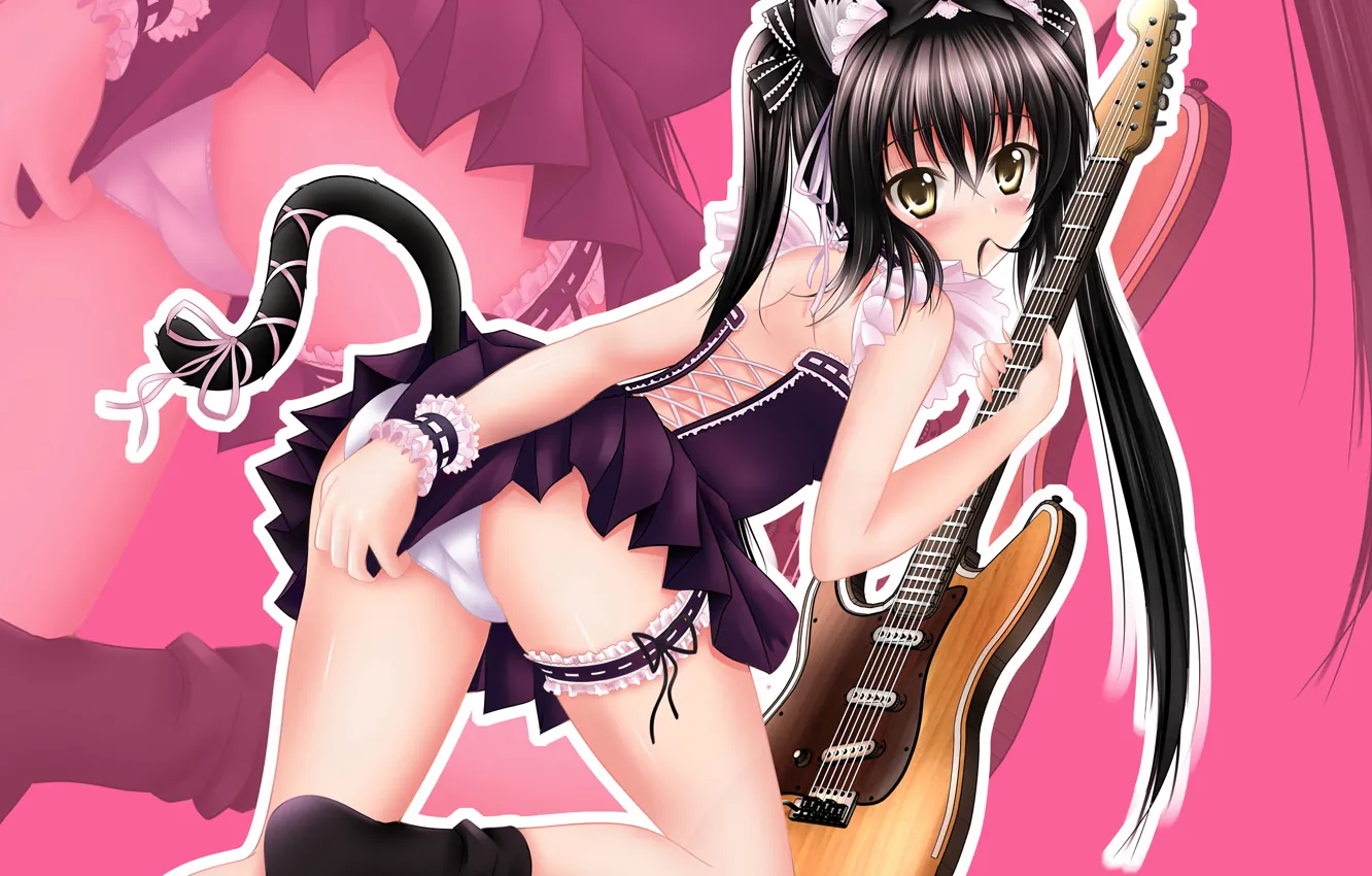 Photo wallpaper girl, sexy, lingerie, ass, panties, long hair, dress, animal ears