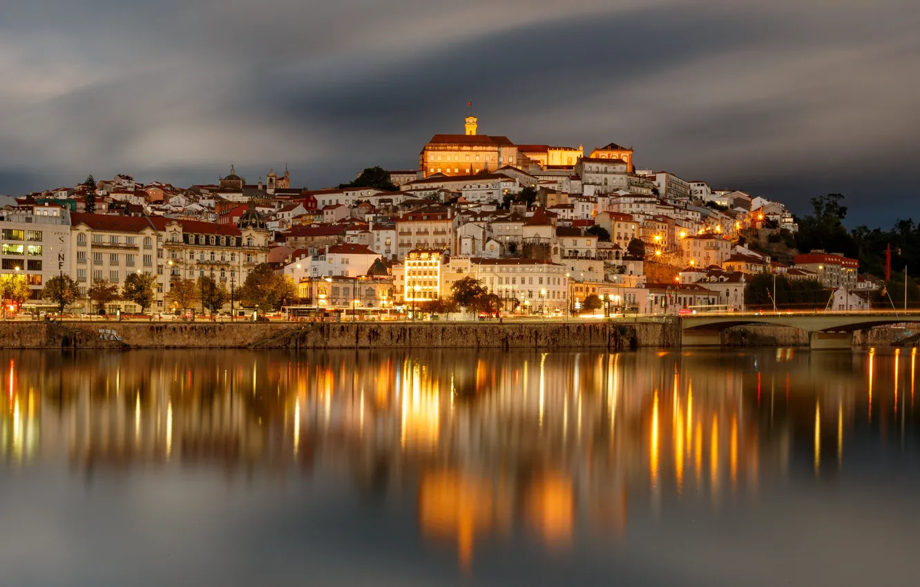 Photo wallpaper bridge, river, building, home, Portugal, Portugal, Coimbra, Coimbra