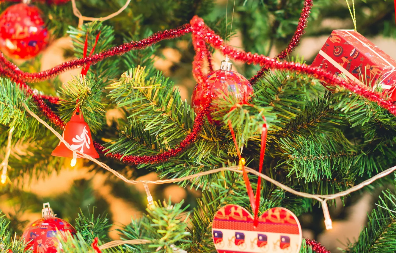 Photo wallpaper balls, holiday, tree, new year, light, new year, merry christmas, holiday
