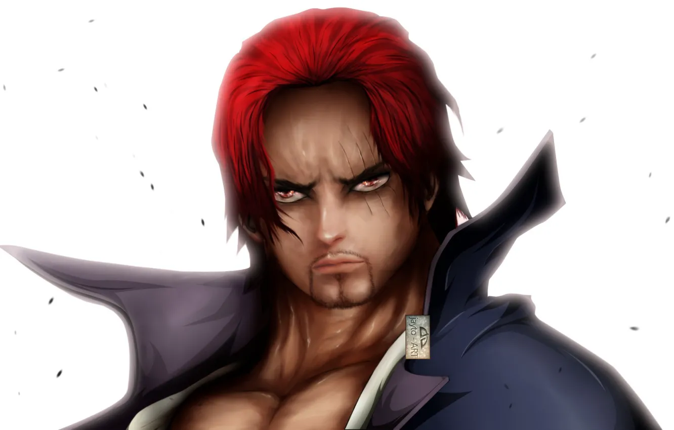 Photo wallpaper red, game, One Piece, red hair, pirate, hat, anime, man