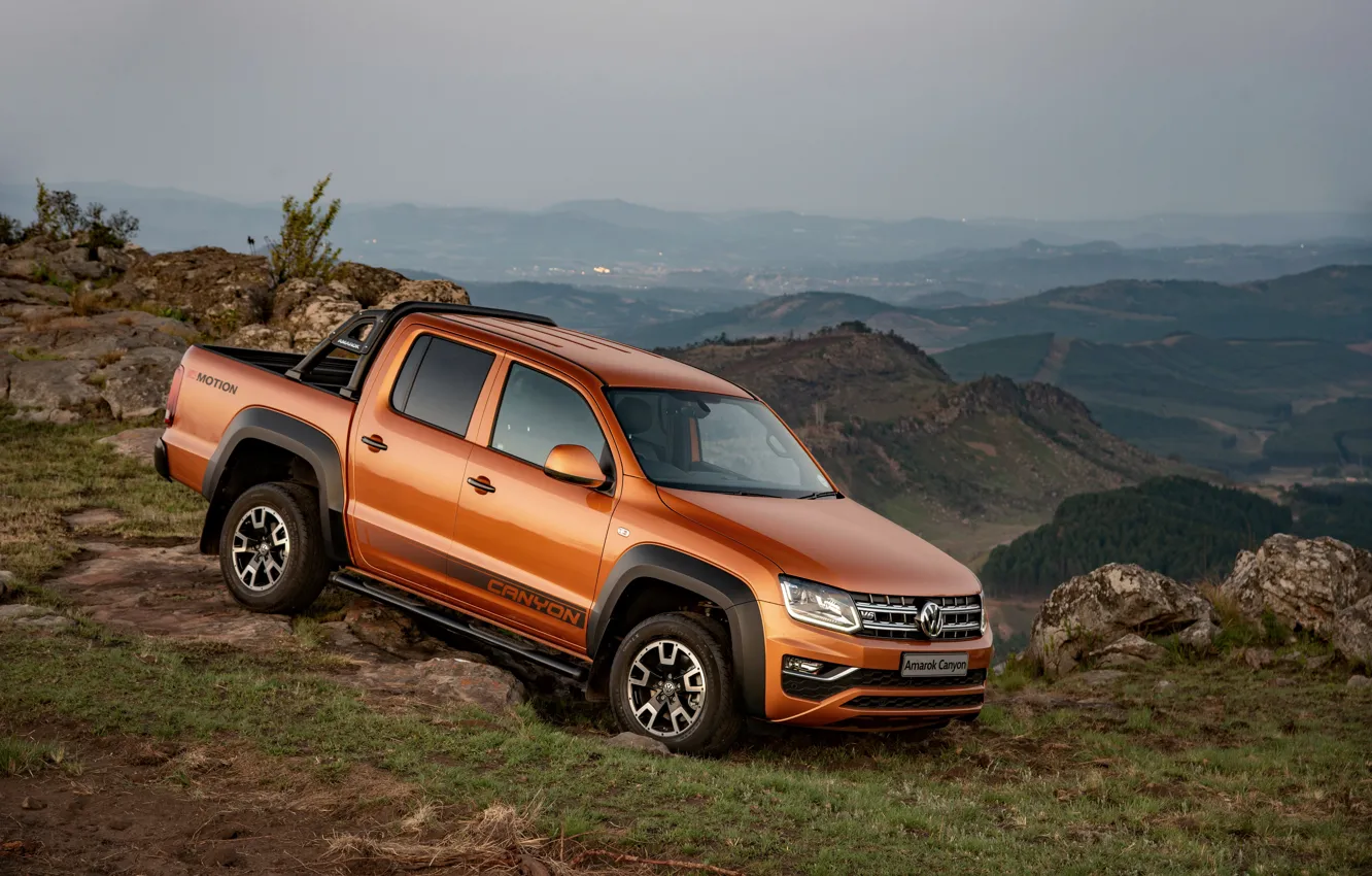 Photo wallpaper stones, open, Volkswagen, pickup, canyon, Amarok, 2019