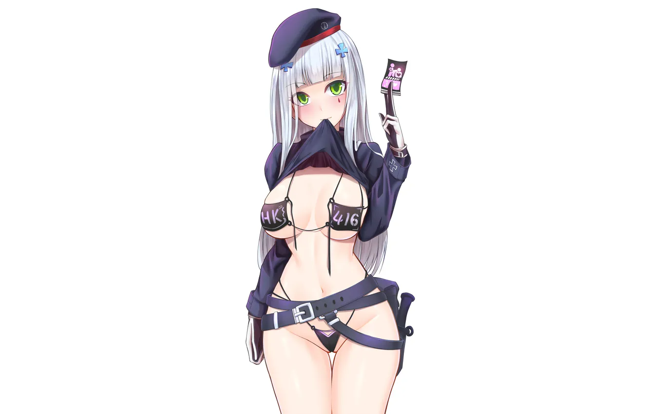 Photo wallpaper girl, sexy, cleavage, green eyes, long hair, boobs, sexy girl, anime