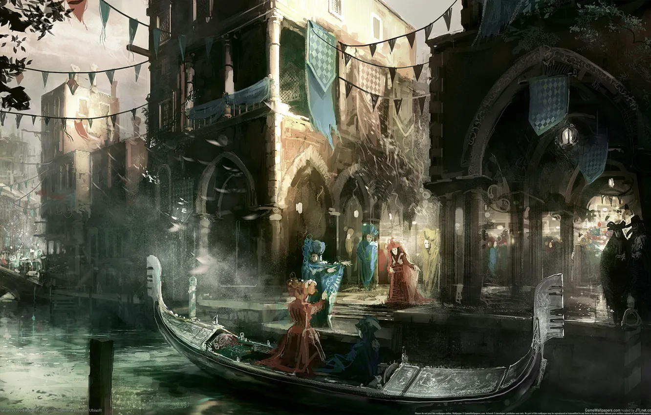 Photo wallpaper the city, people, boat, channel, assassins creed, Venezia