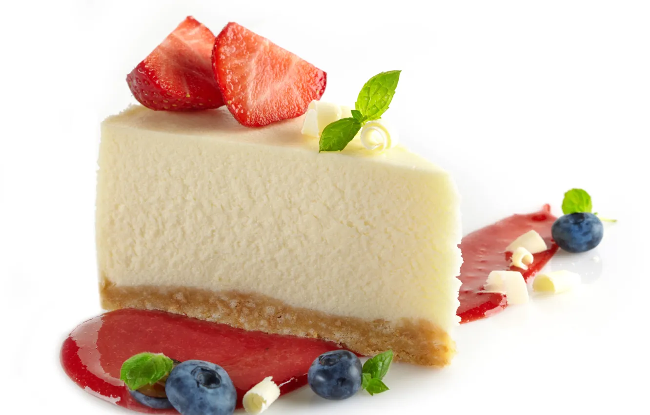 Photo wallpaper berries, the sweetness, strawberry, pie, cake, cake, mint, dessert