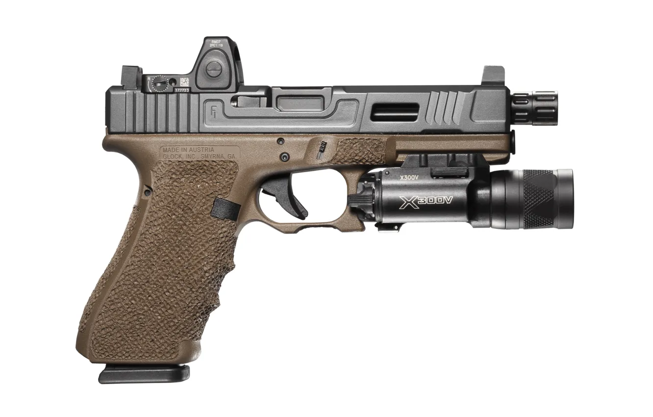 Photo wallpaper macro, gun, flashlight, G22, FI Mk 2