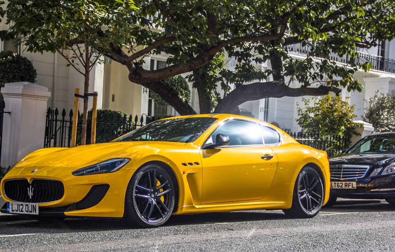 Photo wallpaper yellow, Maserati, supercar, yellow, Maserati, granturismo, GranTurismo