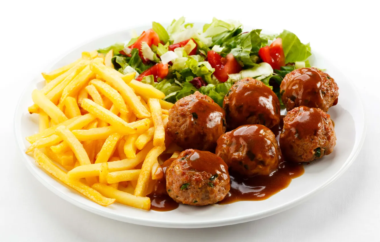 Photo wallpaper green, meat, tomatoes, salad, tomatoes, French fries, burgers, meat