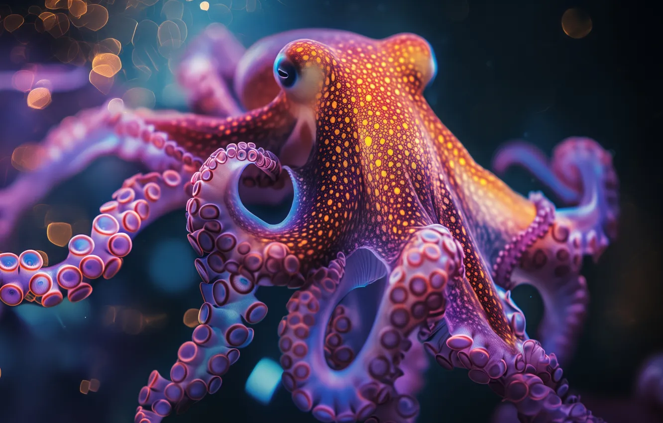 Photo wallpaper eyes, body, octopus, tentacles, spot, sucker