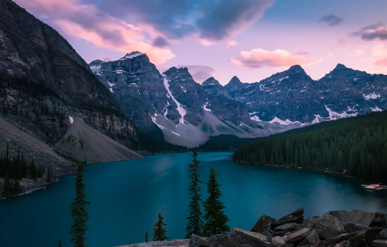 Photo wallpaper forest, mountains, Park, Canada, Banff National park, Lake Moraine, photographer David Dai