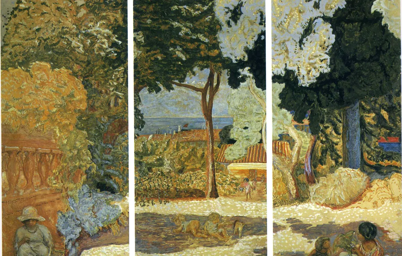 Photo wallpaper 1911, The Mediterranean sea, Nabi intimism, Pierre Bonnard, Panels of three parts