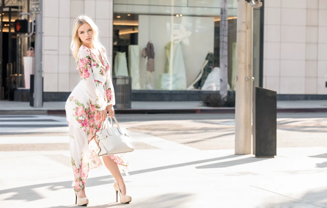 Photo wallpaper look, girl, face, sexy, sweetheart, street, model, dress