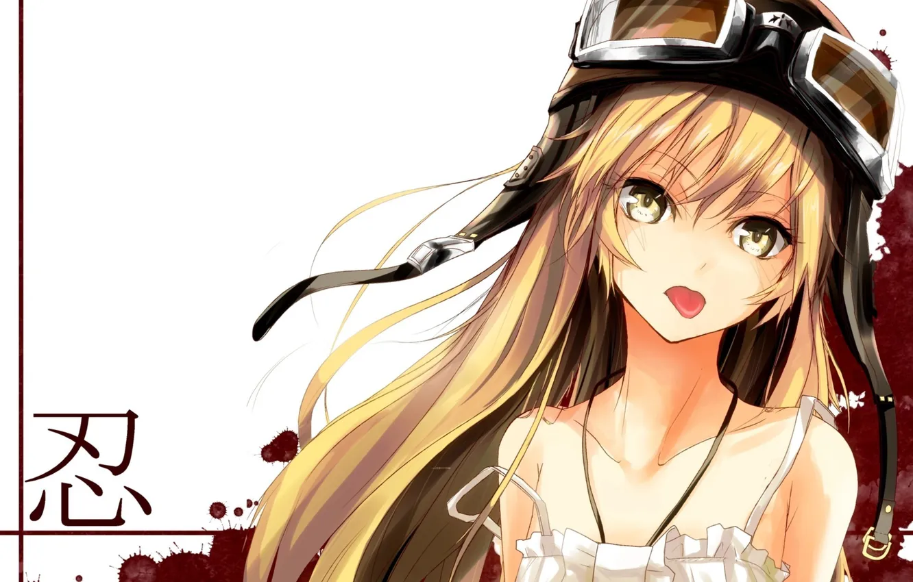 Photo wallpaper language, drops, blood, art, glasses, girl, helmet, bakemonogatari