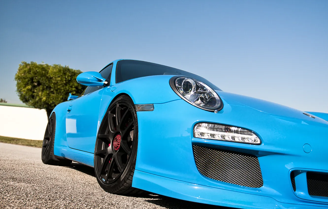 Photo wallpaper Blue, cars, auto, supercars, Wallpaper HD, cars wall, Porshe GT3 RS