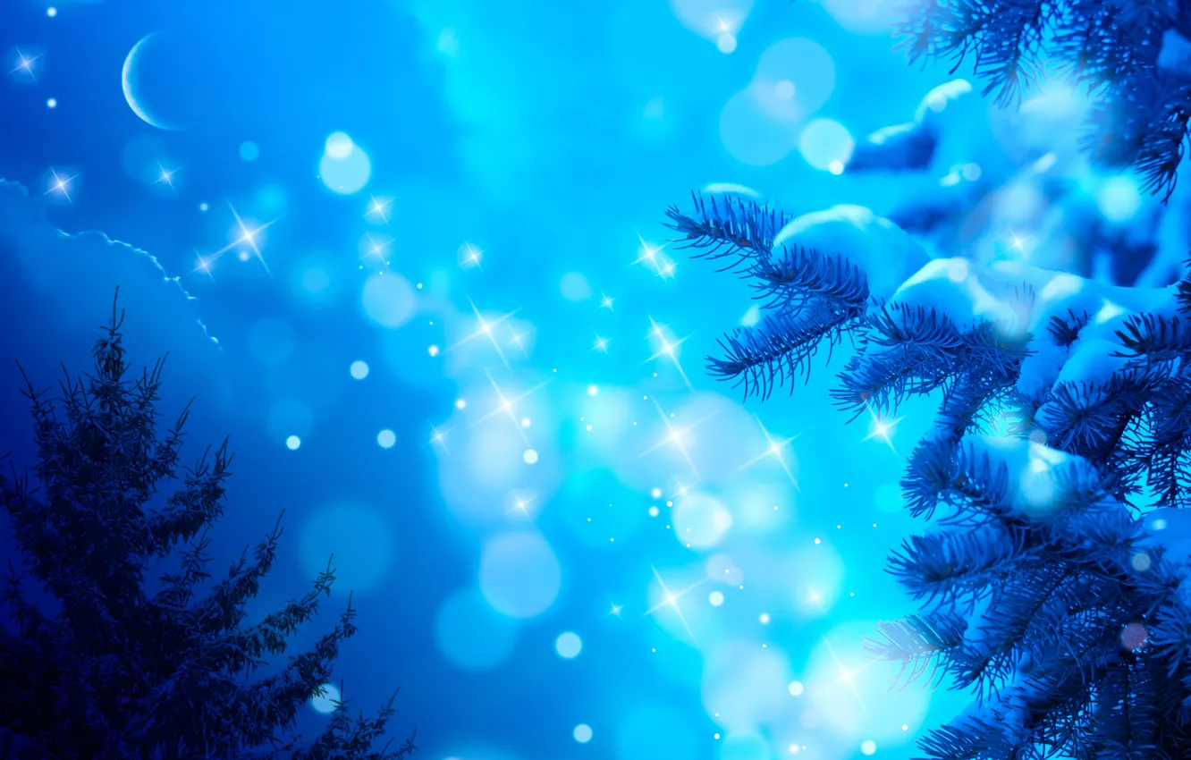 Photo wallpaper winter, snow, tree, a month