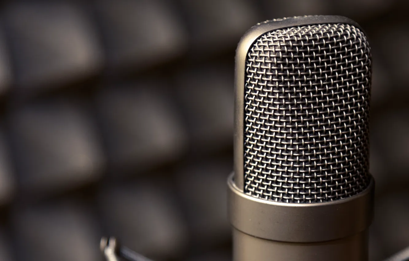 Photo wallpaper metal, macro, microphone
