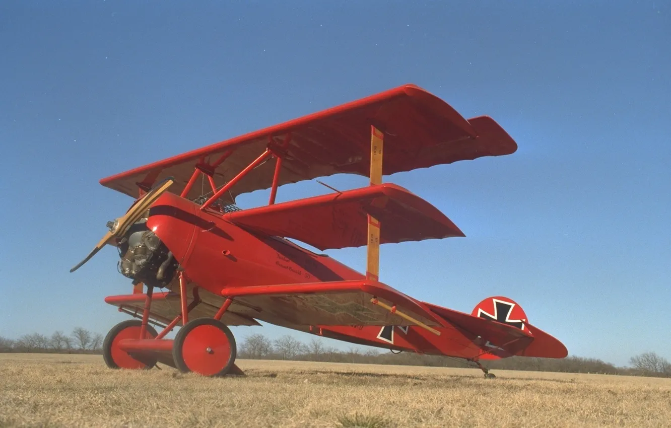 Photo wallpaper the sky, retro, the plane, Triplane, Fokker Dr. I