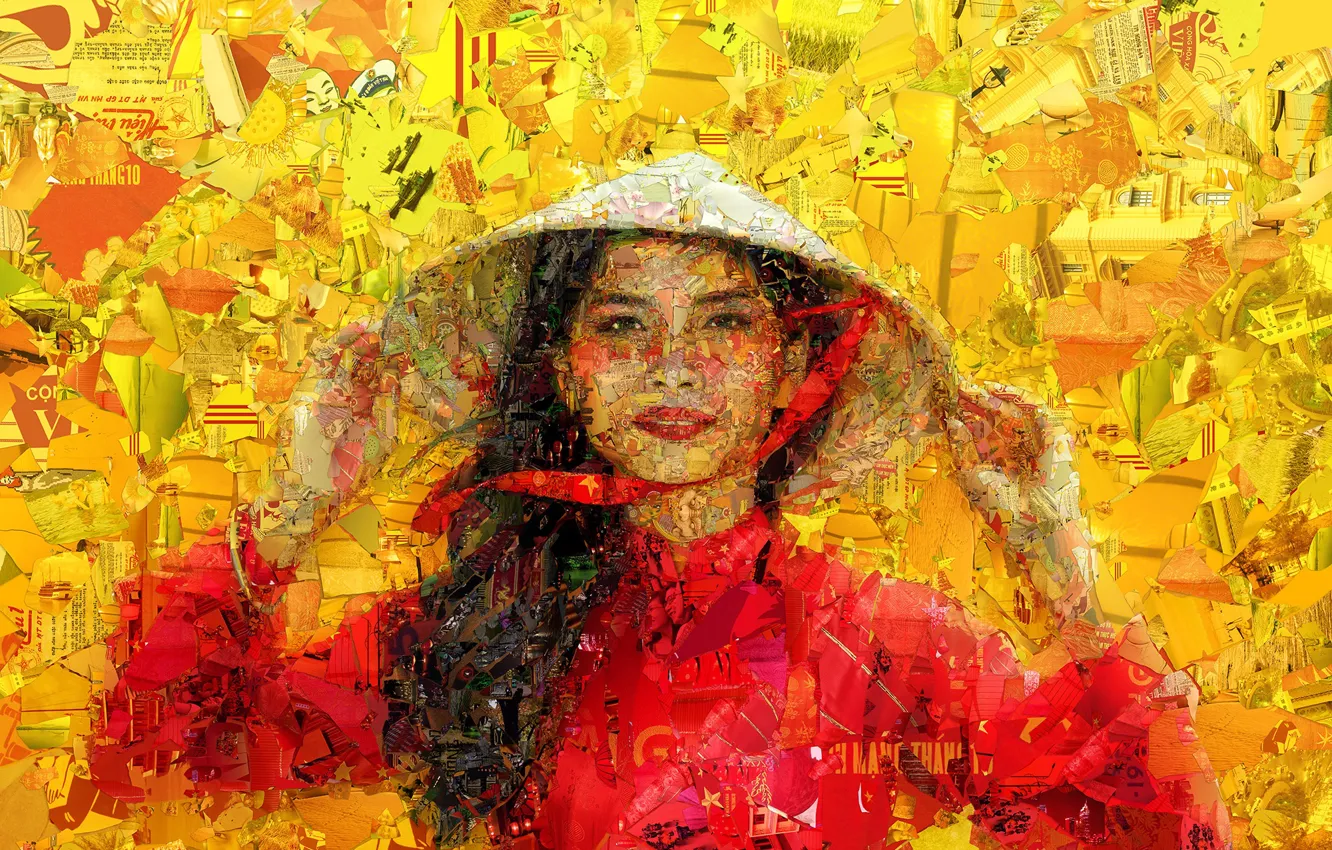Photo wallpaper girl, face, background, Vietnamese