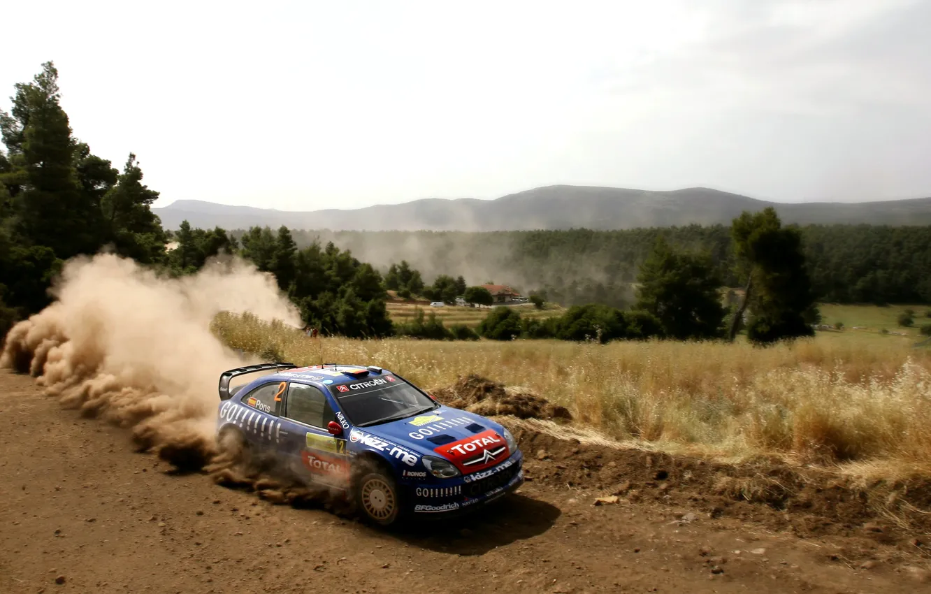 Photo wallpaper Auto, Blue, Dust, Sport, Machine, Speed, Citroen, WRC, Rally, Rally, Xsara