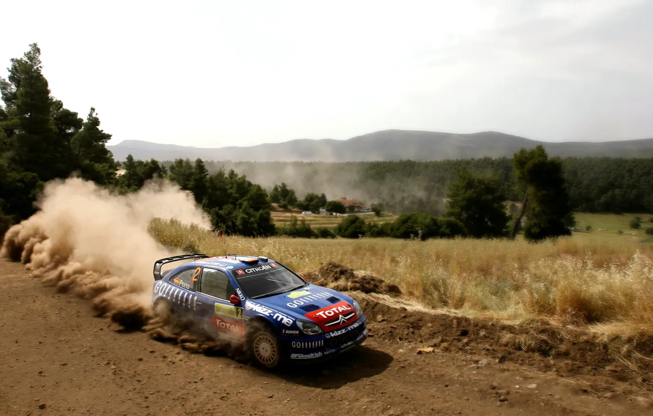 Photo wallpaper Auto, Blue, Dust, Sport, Machine, Speed, Citroen, WRC