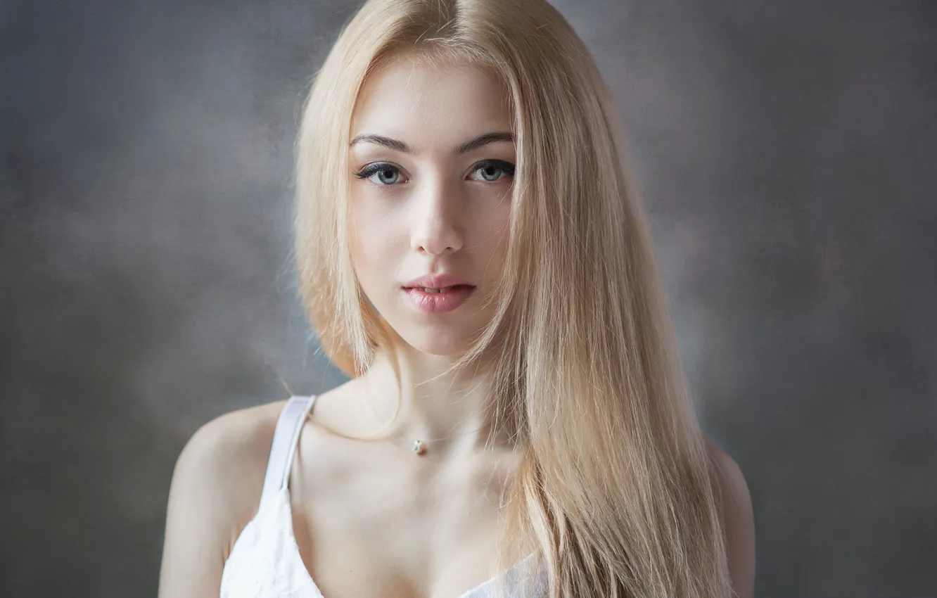 Photo wallpaper girl, background, sweetheart, model, portrait, Mike, blonde, white