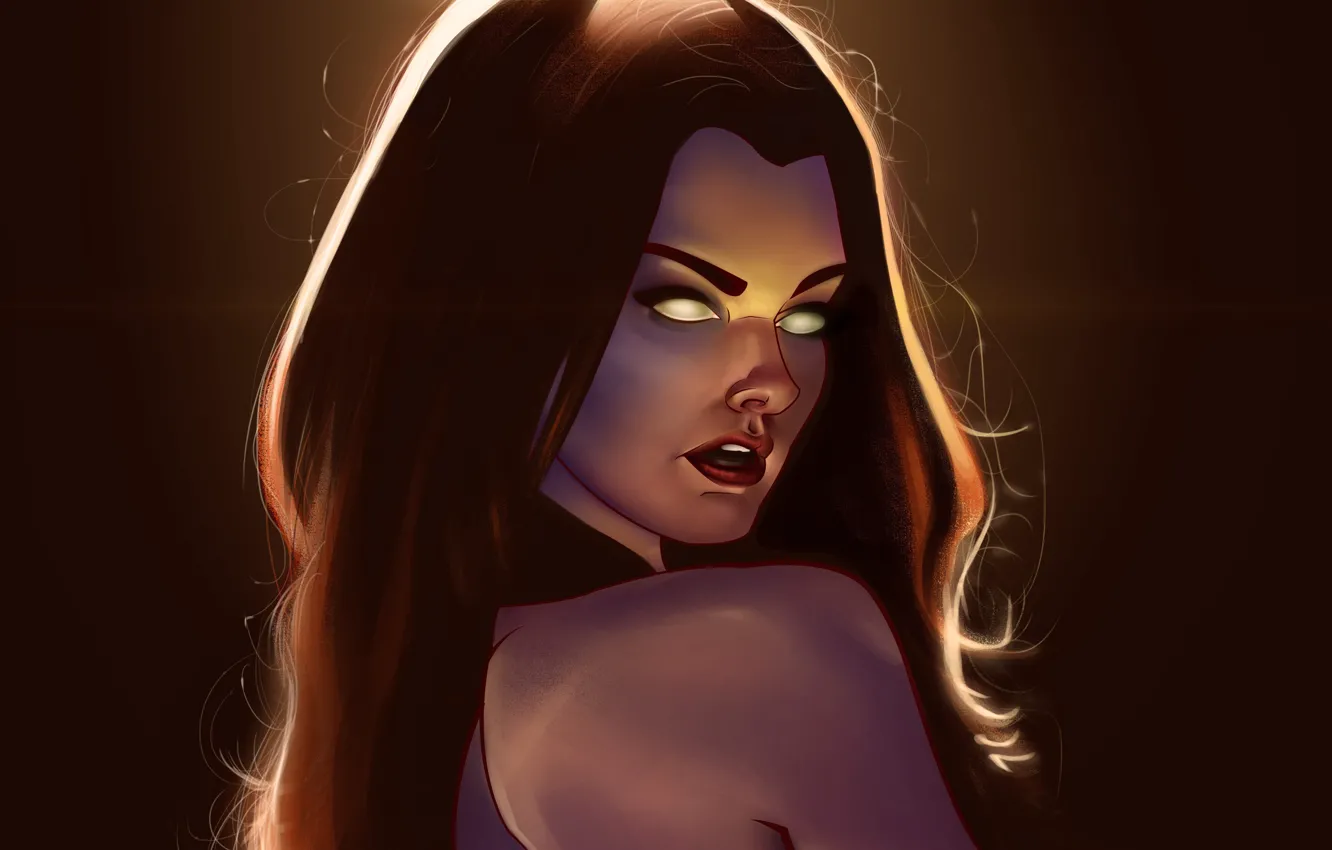 Photo wallpaper eyes, look, girl, light, face, background, fiction, hair