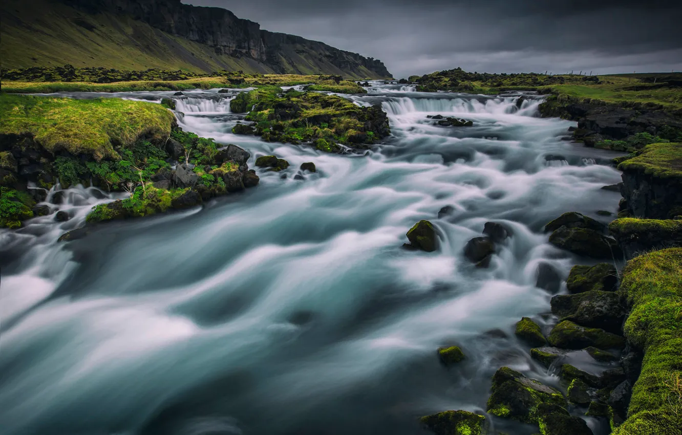 Photo wallpaper river, waterfall, cascade, Iceland, Iceland, Fossalar River, Fossalar River