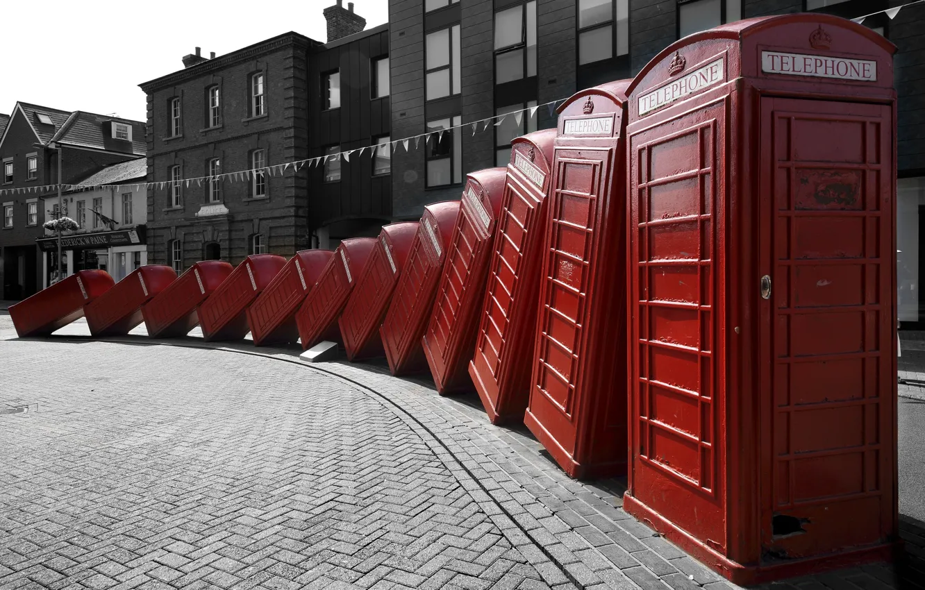 Photo wallpaper the city, street, phone booth