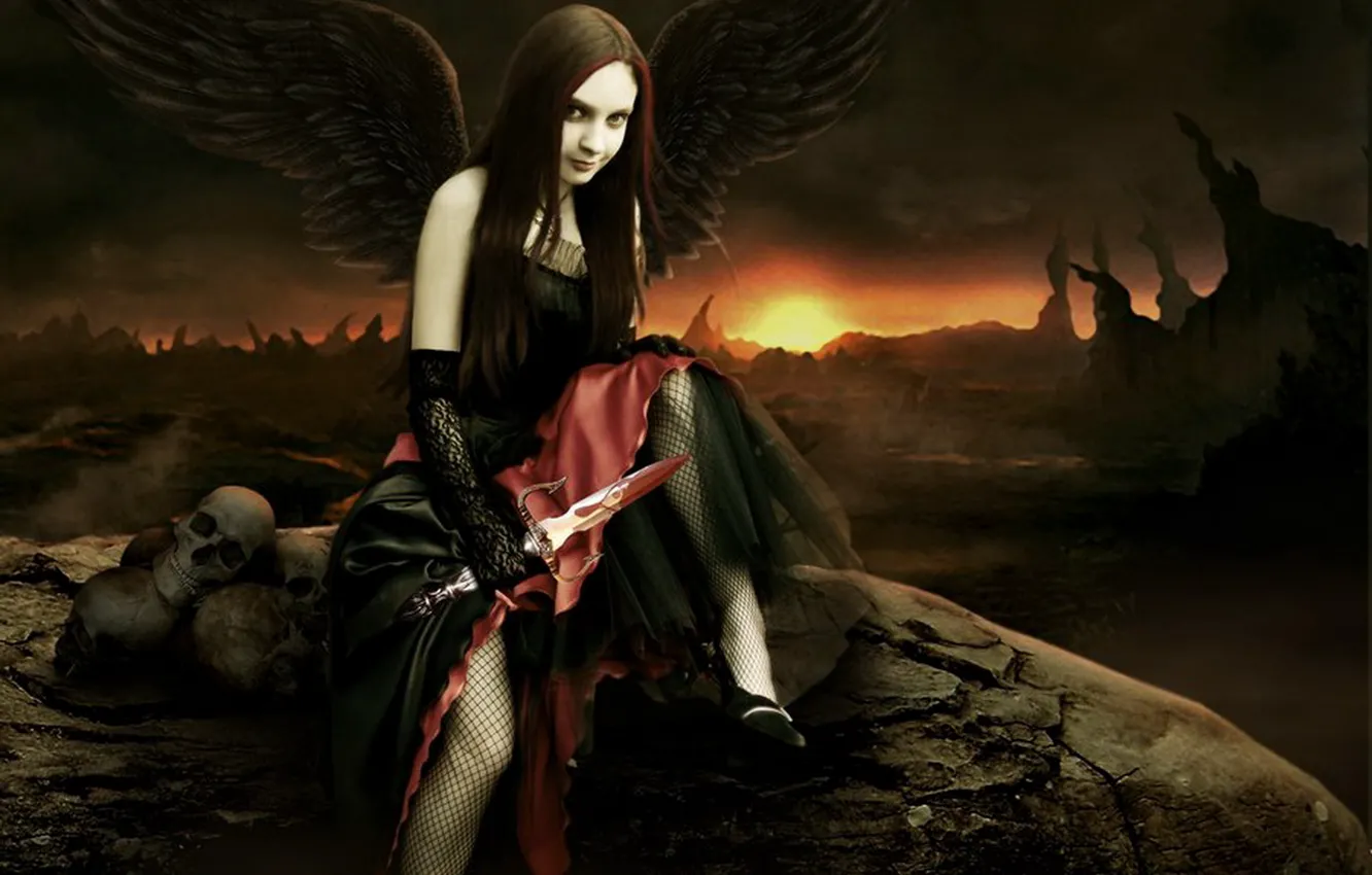 Photo wallpaper girl, Gothic, angel