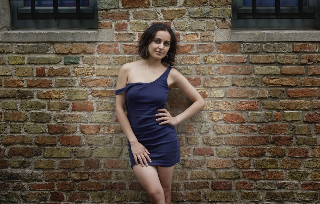 Photo wallpaper look, face, wall, dress