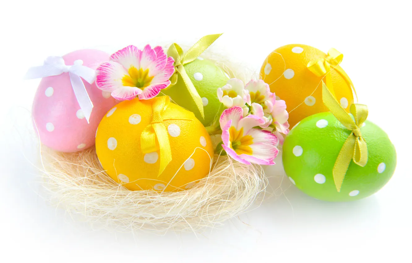 Photo wallpaper flowers, eggs, spring, Easter