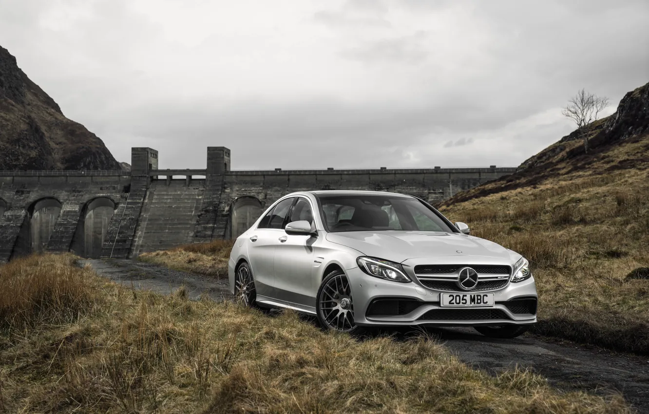 Photo wallpaper Mercedes, Mercedes, AMG, AMG, UK-spec, 2015, W205, C 63 S