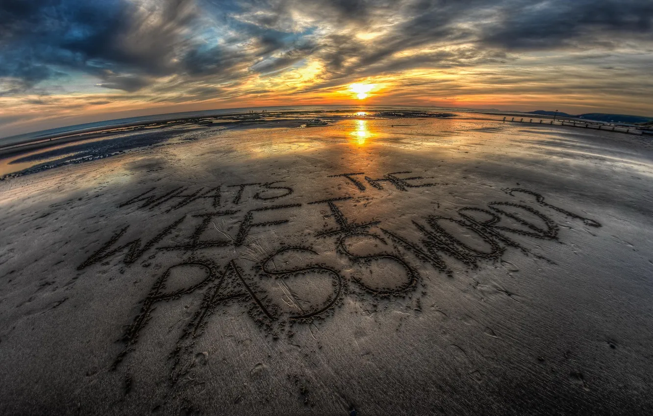 Photo wallpaper sea, landscape, sunset