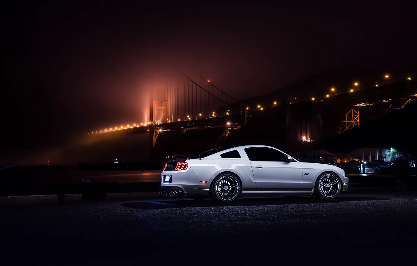 Photo wallpaper Mustang, Ford, Muscle, Car, Bridge, White, Collection, Aristo
