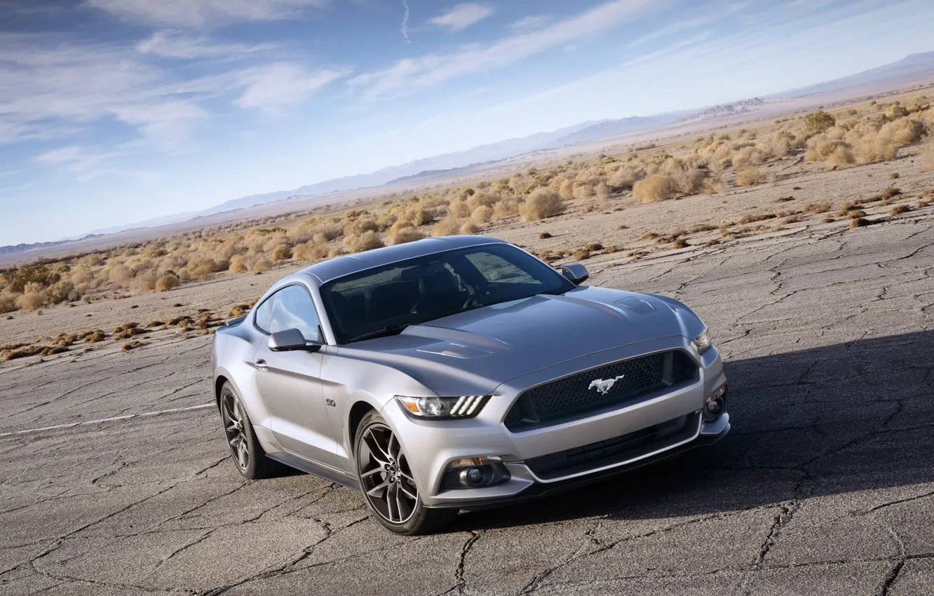 Photo wallpaper Mustang, Ford, horizon, Ford, Mustang, the front, Muscle car, Muscle car