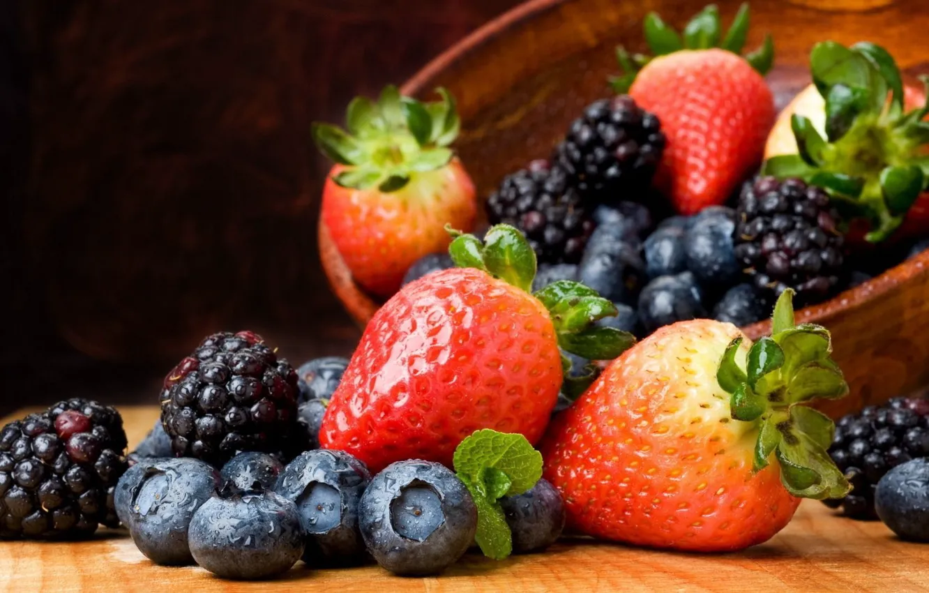 Photo wallpaper berries, strawberry, fruit, still life