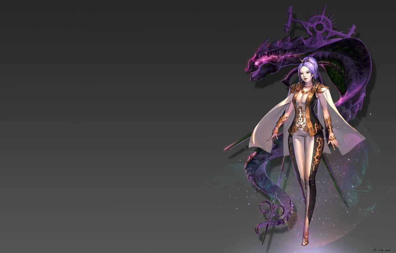 Photo wallpaper girl, fantasy, art, MAG, staff, Skil, costume design, hinew KIM