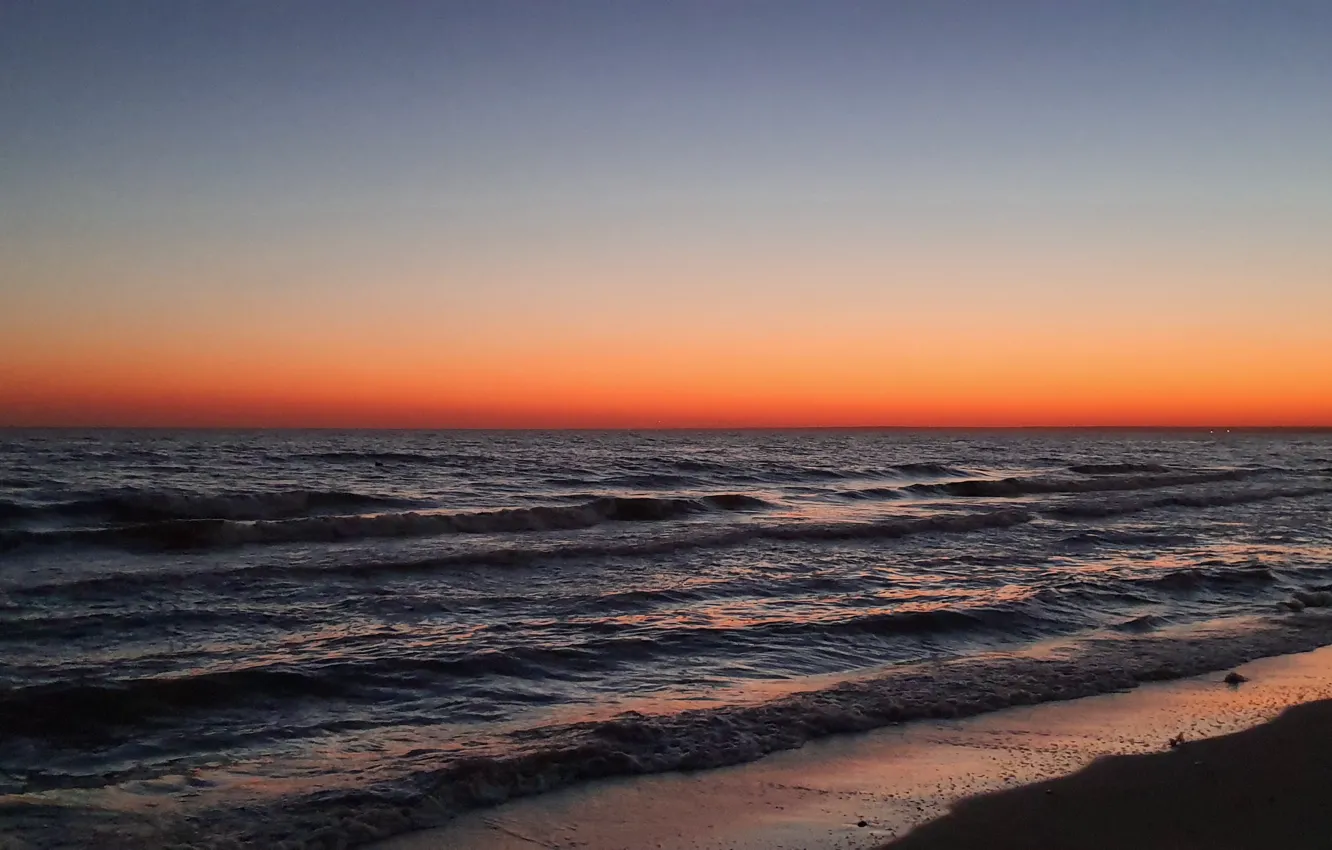 Photo wallpaper sea, sunset, shore