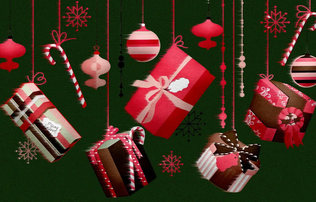 Photo wallpaper Graphics, Bombki, Gifts, Decorations