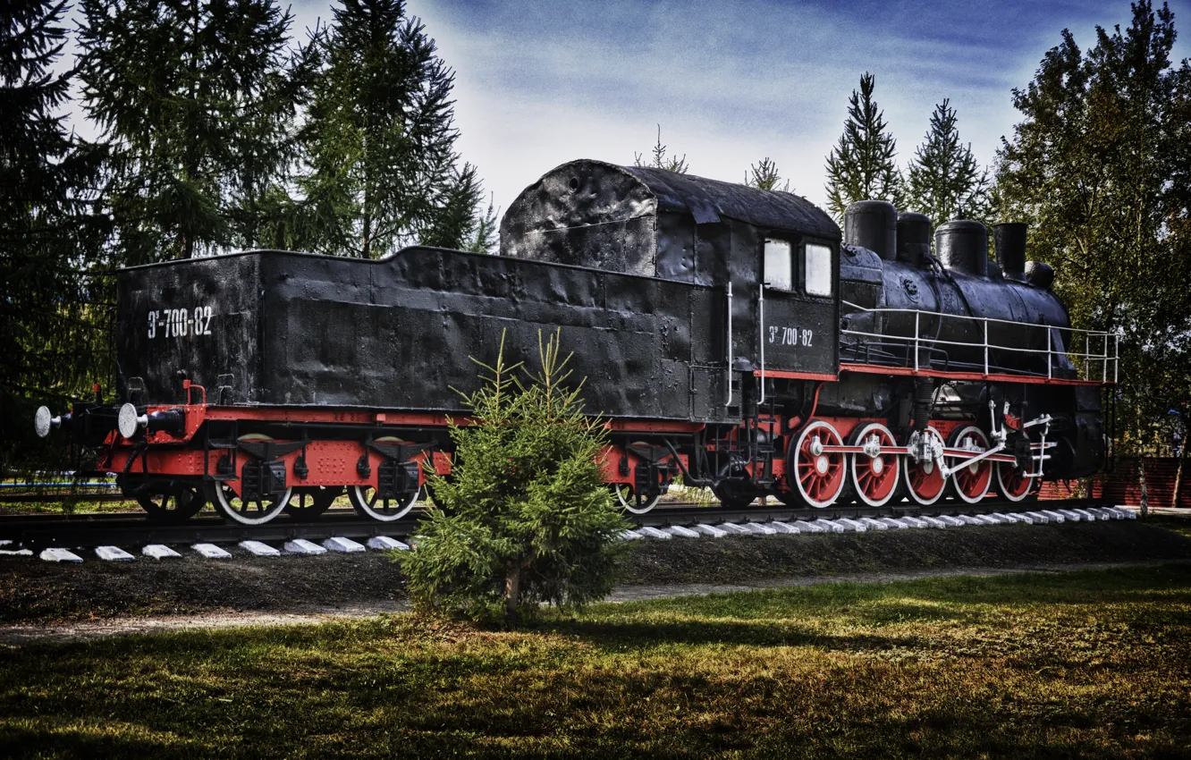 Photo wallpaper train, HDR, railroad, paravoz