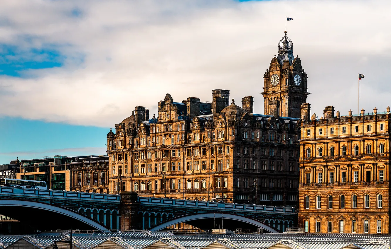 Photo wallpaper bridge, the city, building, home, Scotland, architecture, Scotland, Edinburgh