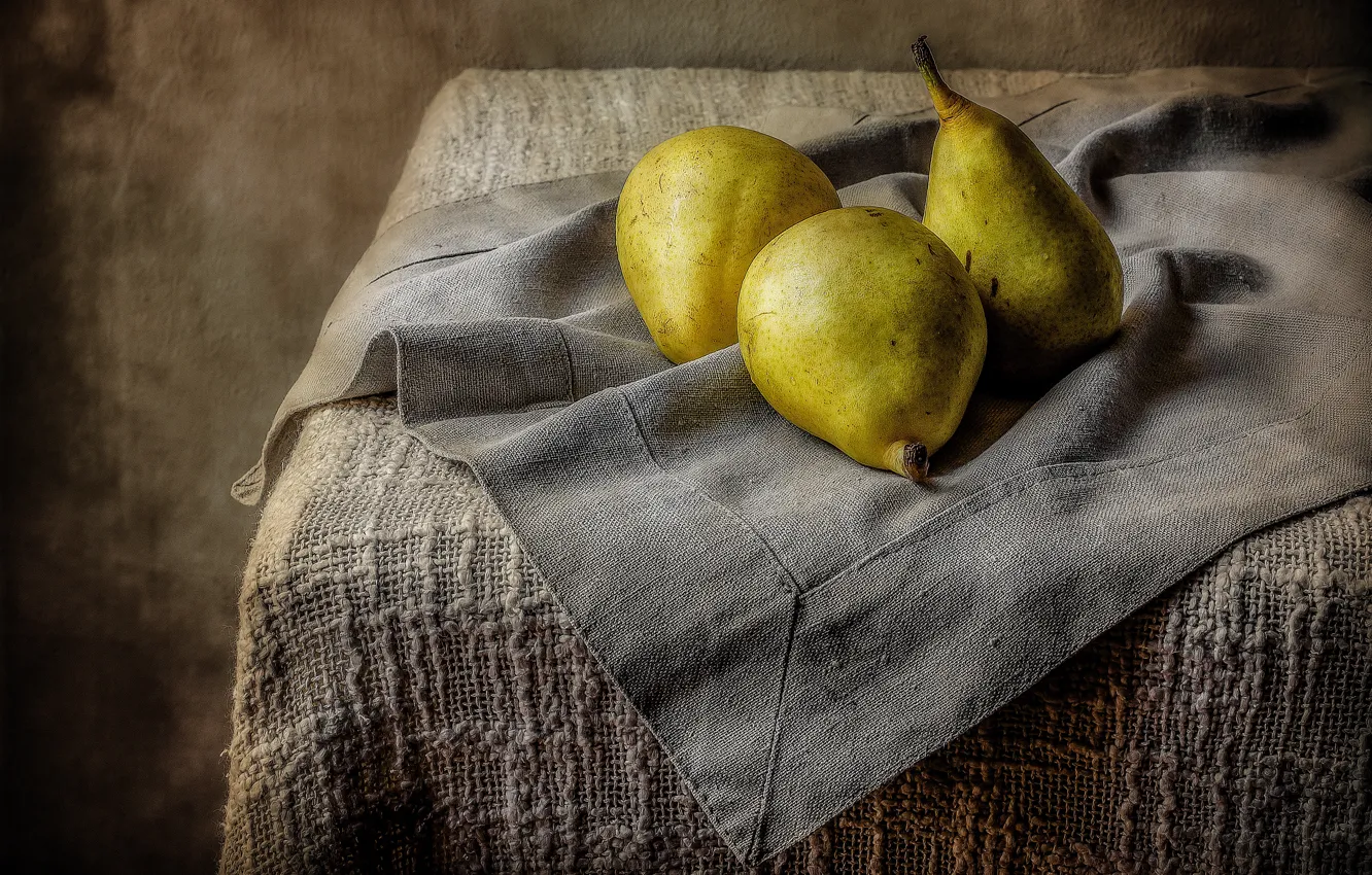 Photo wallpaper table, fruit, still life, pear