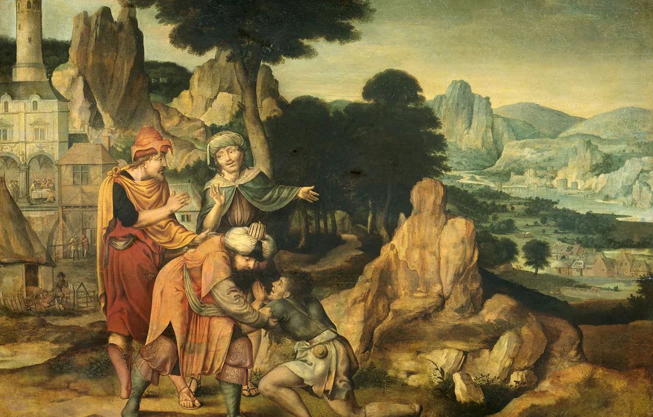 Photo wallpaper trees, oil, picture, mythology, The parable of the Prodigal Son, Cornelis, Massey