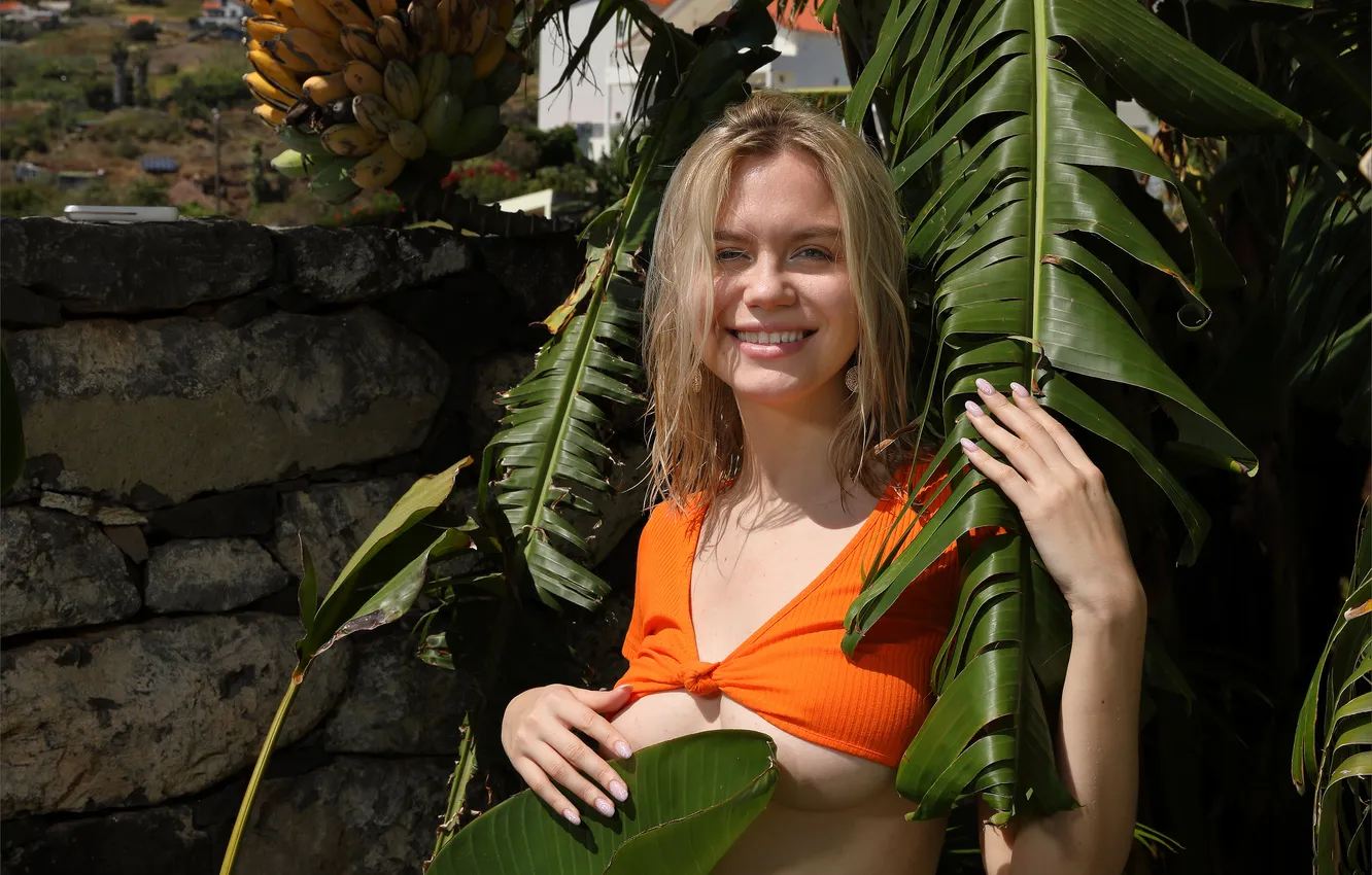 Photo wallpaper boobs, model, tits, breasts, gorgeous, posing, busty, beautiful face