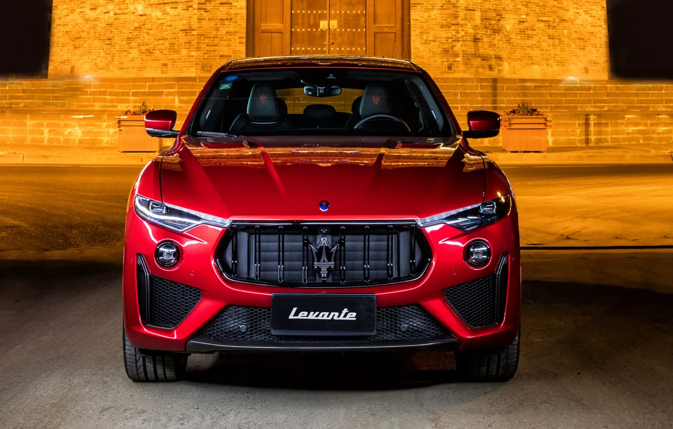 Photo wallpaper Maserati, front view, crossover, Launch Edition, Trophy, Levante, 2019