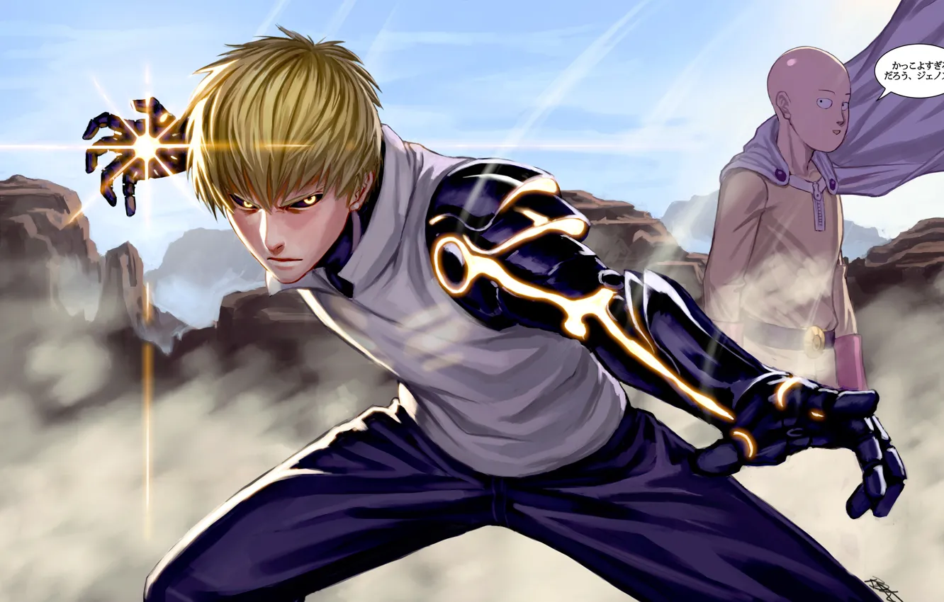 Photo wallpaper anime, art, guy, cyborg, Saitama, One Punch Man, Genos