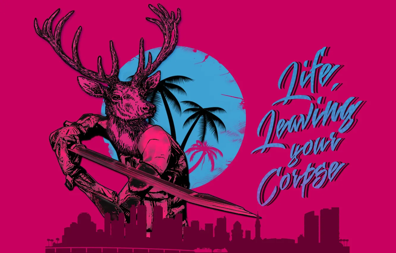 Photo wallpaper background, the game, deer, Miami, deer, Hotline Miami, Synthpop, Darkwave
