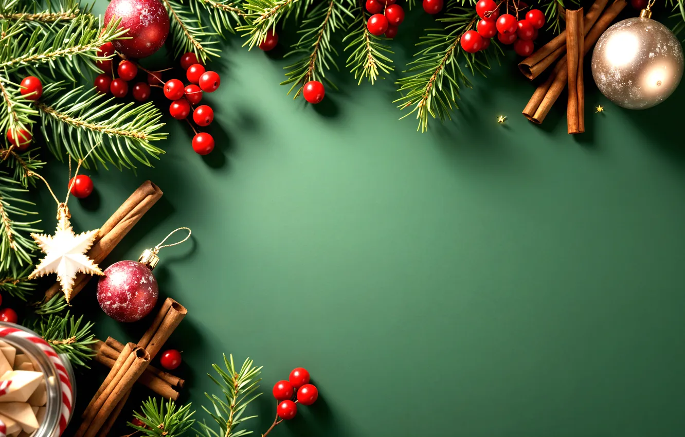 Photo wallpaper decoration, background, balls, new year, Christmas, golden, Christmas, balls