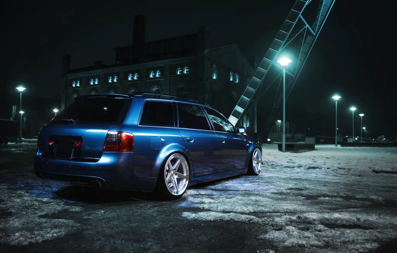Photo wallpaper Audi, blue, stance, Before, Rear, Audi S6