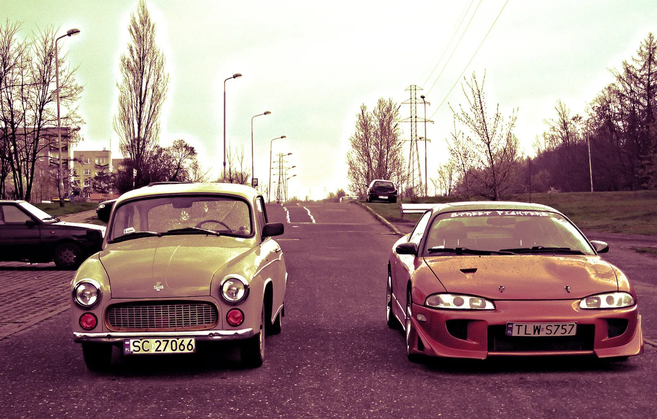 Photo wallpaper Mitsubishi, drag, cars, auto, old car