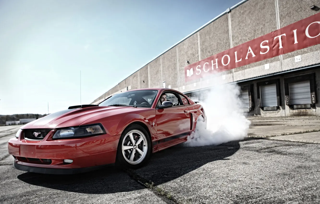 Photo wallpaper smoke, Mustang, Ford, Mustang, USA, USA, drift, America